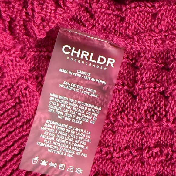 CHRLDR Cheerleader Hot Pink Cable Knit Star Sweater (XS) - Picture 10 of 10